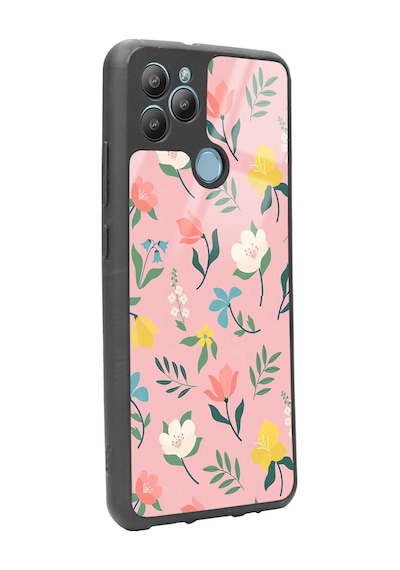 General Mobile Gm 22 Plus Pinky Flowers Tasarımlı Glossy Telefon Kılıfı Çok Renkli