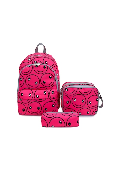 Superbag Kız Çocuk Ilkokul Çantası Smile Desenli Sırt Çantası Beslenmelik Ve Kalemlik 3'lü Set
