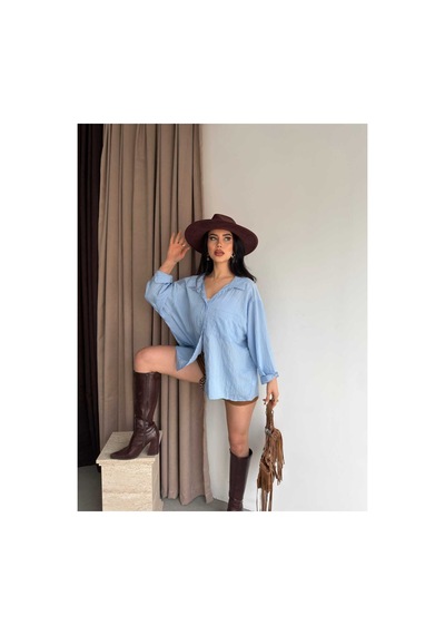 Unika Boutique Salaş Stil Gömlek Mavi