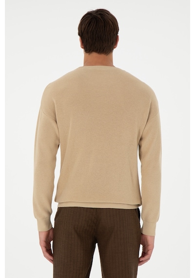 U.S. Polo Assn. Erkek Regular Fit Bisiklet Yaka Kum Basic Kazak 50298267-VR085