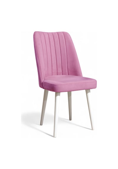 Polo Sandalye - Soho Pembe - Ahşap Beyaz Ayaklı