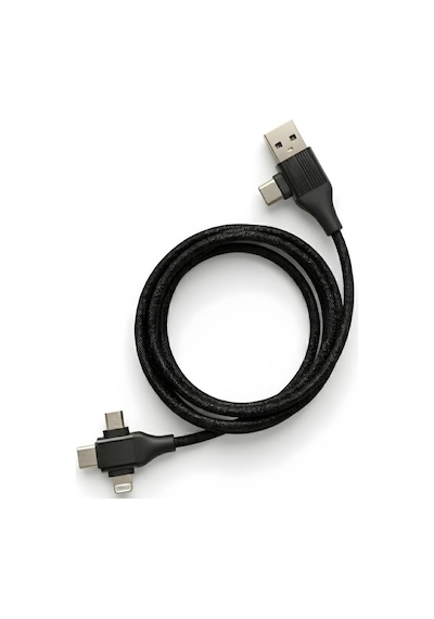 Store Usb Type-c 5'i 1 Arada Çoklu Hızlı Şarj Kablosu Lightning Micro Usb 1m Siyah