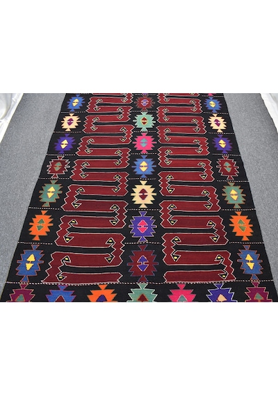 Zehra Abla Halı El Dokuma Benzersiz Karakeçili Balıkesir Yörük Yün Kilim 7078 Çok Renkli