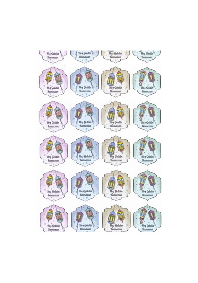 Hoş Geldin Ramazan Yazılı Sticker, Fener Temalı Hediye, Ambalaj Paketleme Etiketi, 3.5x3 Cm, 32 Adet Çok Renkli
