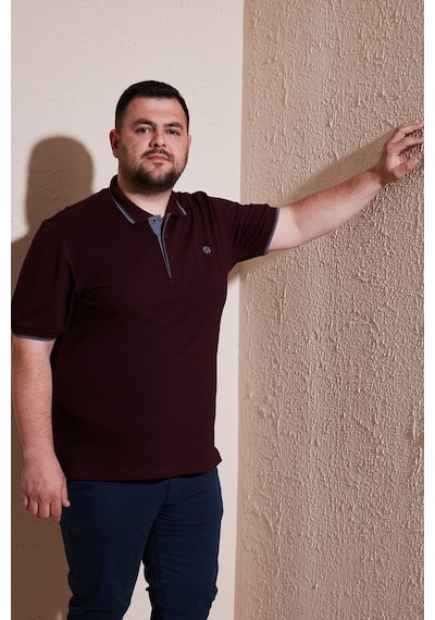 Buratti Büyük Beden Pamuklu Regular Fit Erkek Polo Yaka T Shirt 5902118B Vişne