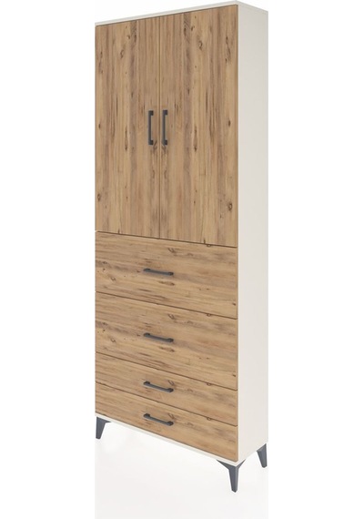 Arges Dolap 3 Raflı 4 Çekmeceli 2 Kapaklı 88x30x221 Aytaşı-çam Aytası