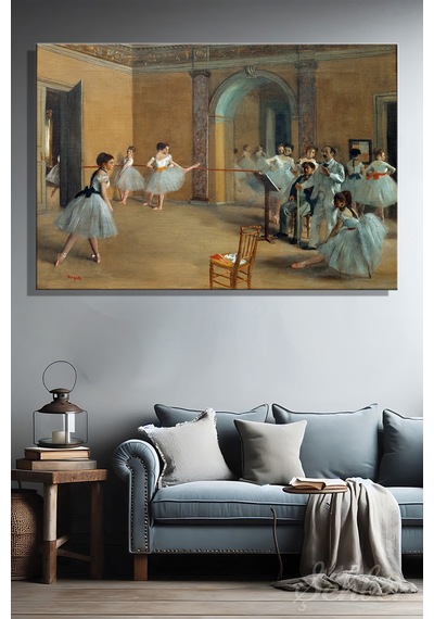 Edgar Degas'ın "peletier Caddesi'ndeki Operanın Dans Foyeri" Adlı Eseri Yatay Kanvas Tablo 4330 Çok Renkli