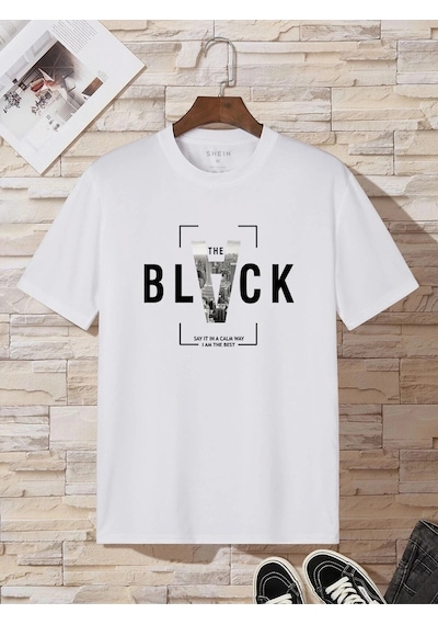 Startmore Unisex Oversize %100 Pamuk Blackk Baskılı Beyaz