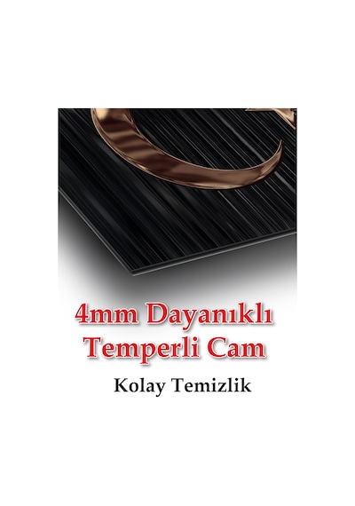 Türk Bayrağı Cam Tablo Bakır Renk Modern Ev Ofis Salon Kurum Hediyelik Tablo