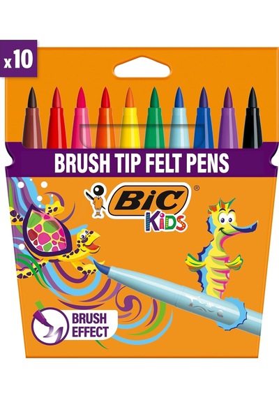Kids Visaquarelle Fırça Uçlu Boya Kalemi 10 Renk, Fırça Başlı Esnek Ve Yumuşak Uç, Yıkanabilir Su Bazlı Boya