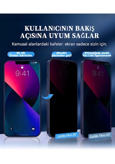 İphone 17/16 Pro/17 Pro Uyumlu Yüksek Netlik Gizlilik Ekran Filmi Esnek Seramik Darbeye Ve Çizilmeye Dayanıklı Tam