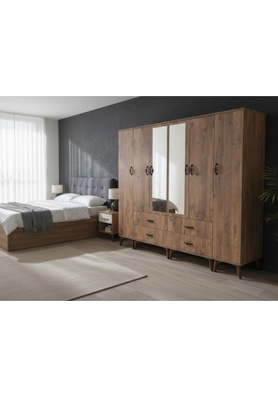 Zerkaconcept Odin 6 Kapaklı Dolap Gardırop Çam - M2 Çam