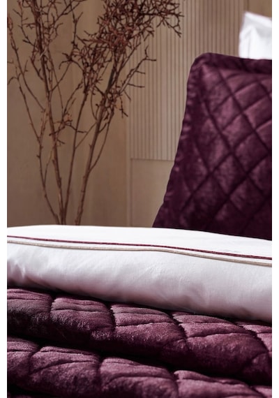 Doqu Home Luxury Imperial Çift Kişilik Kabartma Dokulu Yatak Örtüsü - Mürdüm Mor