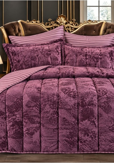 Home Kadife Confort 6 Parça Çift Kişilik 230 X 240 Uyku Seti Pembe