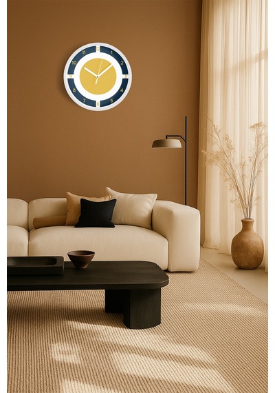 Soyut Geometrik Temalı Modern Duvar Saati - 25cm - Önü Camlı Beyaz Kasa - Sessiz Mekanizma-jh0428 Beyaz