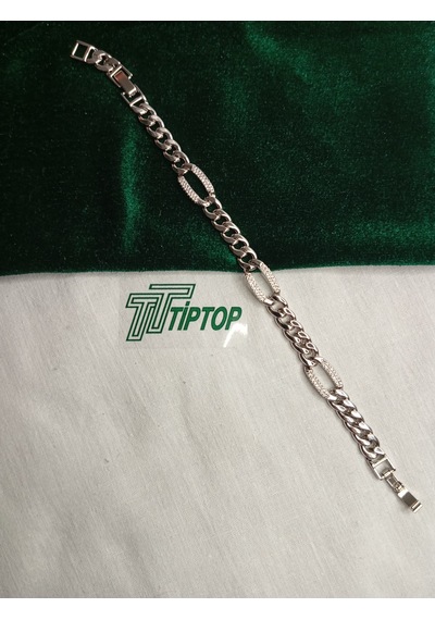 Tiptop/ Gümüş Renk Zincir Model Zirkon Taşlı Bileklik Gümüş