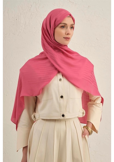 Armine Lyocell Viscon Stripes Desenli Şal 2 Pembe