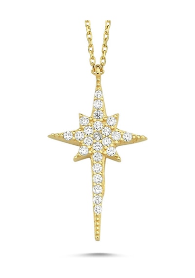 Kutup Yıldızı Altın Kolye 14K Gold Zirconia Tasarım 2Cm