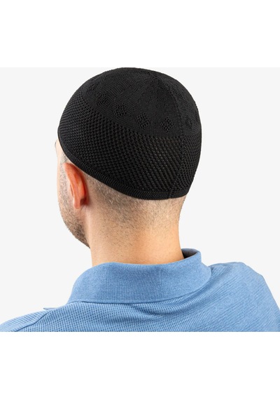 Soft Örgü Zirkon Namaz Takkesi Siyah