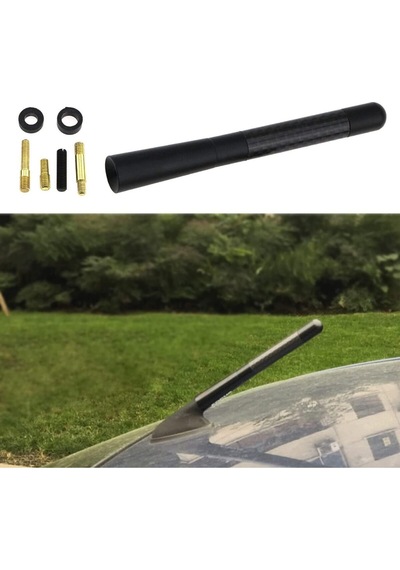 Peugeot 206 Uyumlu Alüminyum Karbon Fiber Oto Araç Anten Çubuğu Siyah