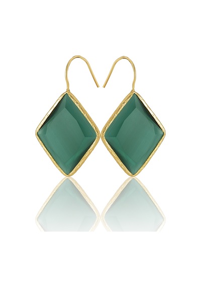 Kadir Jewellery 22 Ayar Altın Kaplama Vintage Küpe -el İşçiliği Ve Hipoalerjenik Küpe Koyu Yeşil 10625283