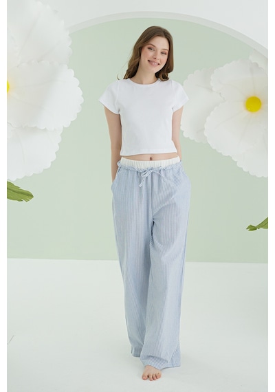 Nbb Kadın Mavi Crop Pijama Takım Mavi