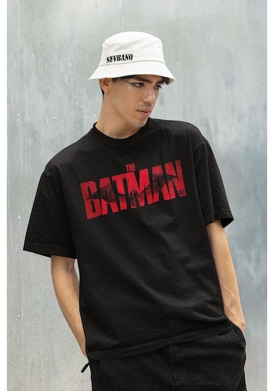 The Batman Dc Karakter Baskılı Unisex Oversize Tişört Siyah