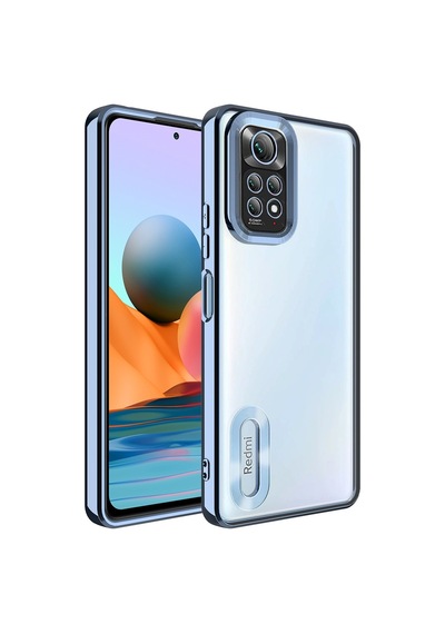 Xiaomi Redmi Note 11 Global Kılıf Kamera Korumalı Logo Gösteren Zore Omega Kapak Sierra Mavi