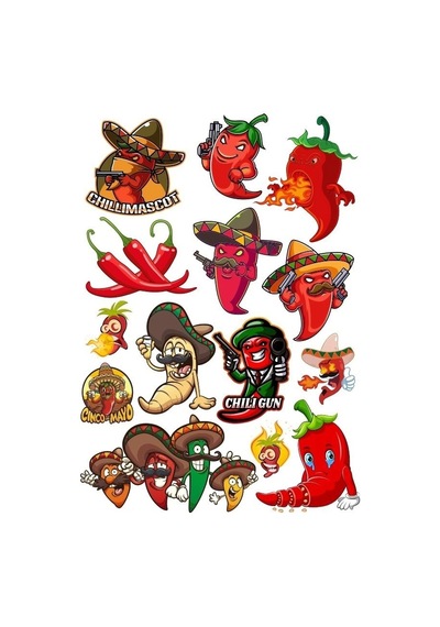 Acı Biber Sticker Set 13 Parça Telefon, Tablet, Defter, Laptop Sticker