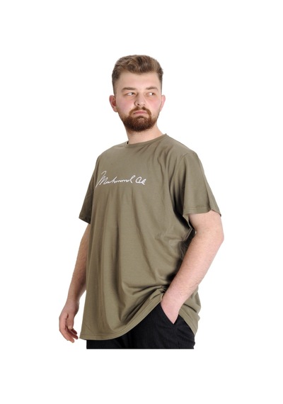 Mode Xl Büyük Beden Erkek T-Shirt Muhammed Alı 23160 Haki 001
