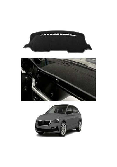 Skoda - Scala 2019+ Uyumlu Torpido Koruma Kılıfı - Gri Şeritli