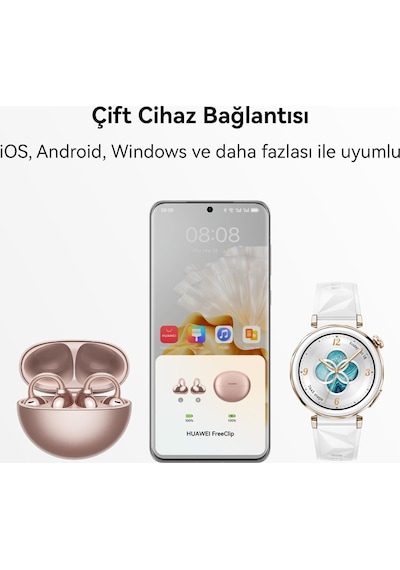 Freeclip, Estetik Tasarım, Tüy Kadar Hafif, Açık Kulak Tasarımı, Yapay Zeka Destekli Kristal Netliğinde Arama, Uzun Pil Ömrü, Çift Cihaz Bağlantısı,siyah