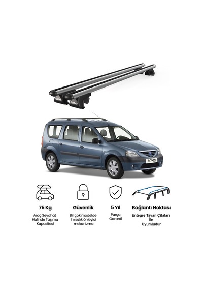 Venüs Dacia Logan Mcv 5d 2007-2013 Uyumlu Gri Ara Atkı Port Bagaj Tavan Barı