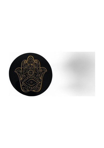 Hamsa Desenli Obsidyen Disk