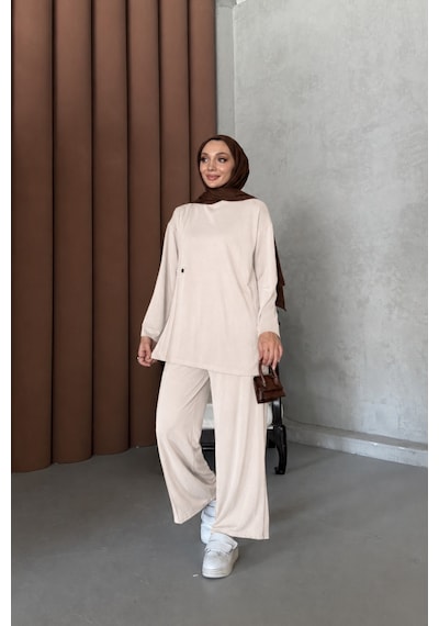 Riella Butik Ravel Tesettür Takım Krem