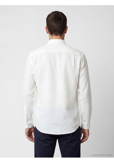Lcwaıkıkı Classic Beyaz Regular Fit Keten Görünümlü Erkek Basic Gömlek