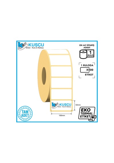1 Adet 50mmx100mm 500'lük Eko Termal Etiket Diğer