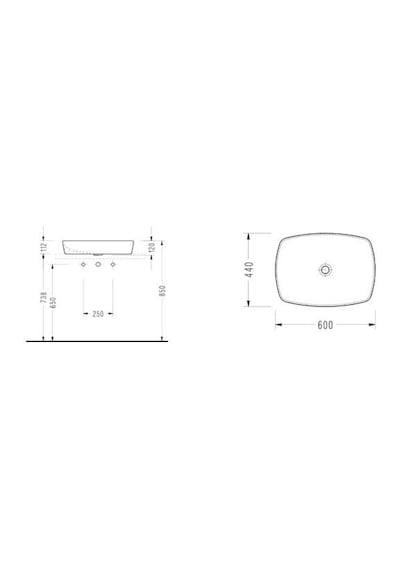 Serel Minimal 44 x 60 CM Tezgah Üstü Çanak Lavabo-Mat Beyaz 1633D x l010H