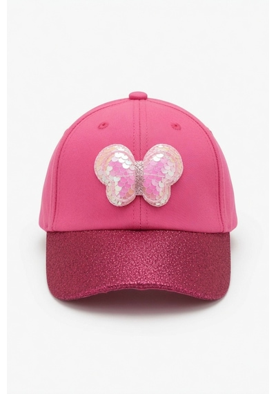Mollycrush Kız Çocuk Pembe Kelebekli Pullu Şapka Yazlık Güneş Koruyucu Kep Pembe