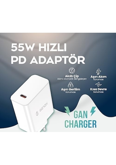 55w Ultra Hızlı Gan Power Teknolojili Pd Şarj Adaptörü Telefon - Tablet - Bilgisayar Uyumlu