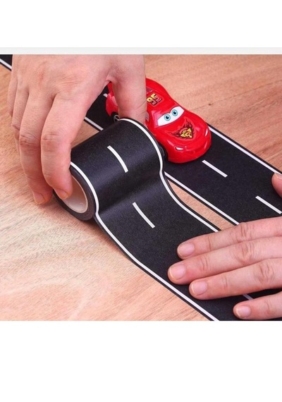 Oto Bant Çocuklar Için Yapışkanlı Yol 10 Mt Uzunluk 7 Cm Genişlik 1 Adet Gönderilir Beyaz - Siyah
