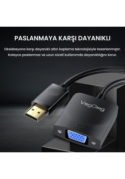 Displayport Dp To Vga Full Hd 1080p 60hz Çevirici Dönüştürücü Adaptör