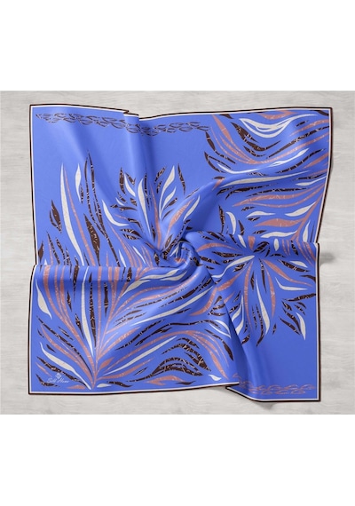 Silk Home Mavi Ekru Desenli Tivil İpek Eşarp 11432-57 Çok Renkli