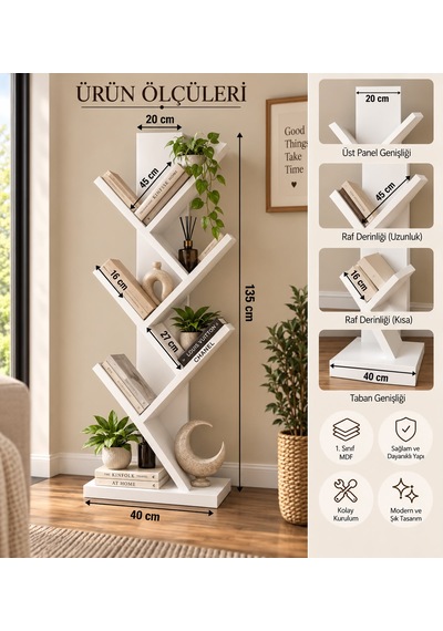 Çapraz Kitaplık - Beyaz Mdf Çapraz Kitaplık - Beyaz Mdf
