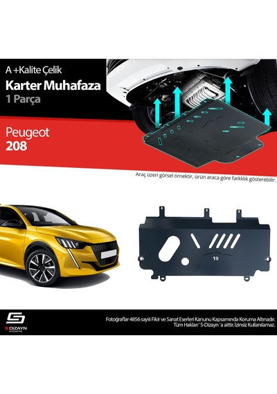 S-dizayn Peugeot 208 Çelik Karter Muhafaza 2019 Üzeri A+ Kalite