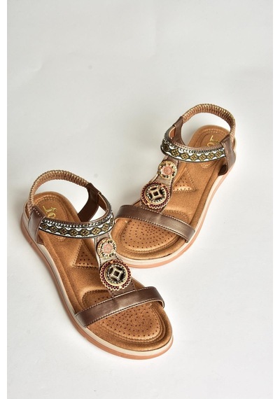 Fox Shoes U258613609 Bakır Kadın Sandalet Bakır-suni Deri Bakır