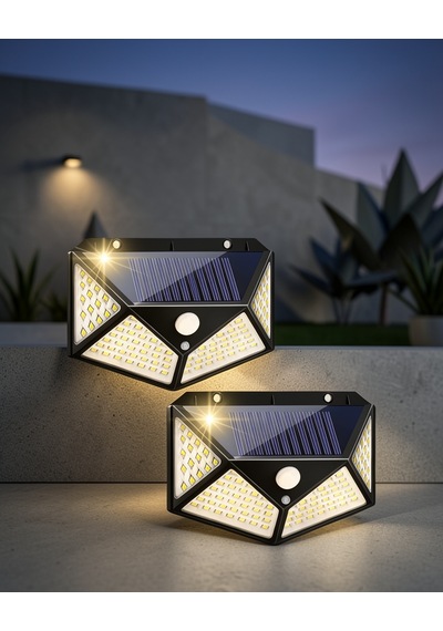 Güneş Enerjili Hareket Sensörlü 100 Led Bahçe Işıkları