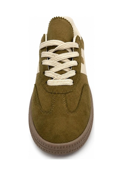 Papucumun Dünyası Unisex Süet Özel Gum Tabanlı Günlük Kullanıma Uygun Retro Sneaker Haki