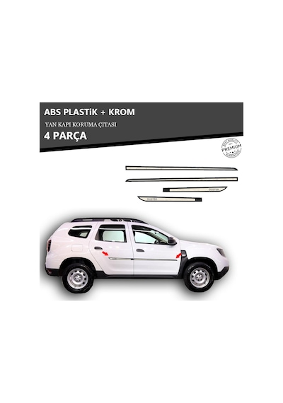 Dacıa Duster 2018-2024 Arası Yan Kapı Koruma Çıtası Plastik + Krom