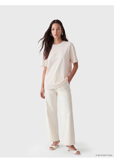 Lcw Modest Pembe Baskılı Soft Touch Kadın Tişört